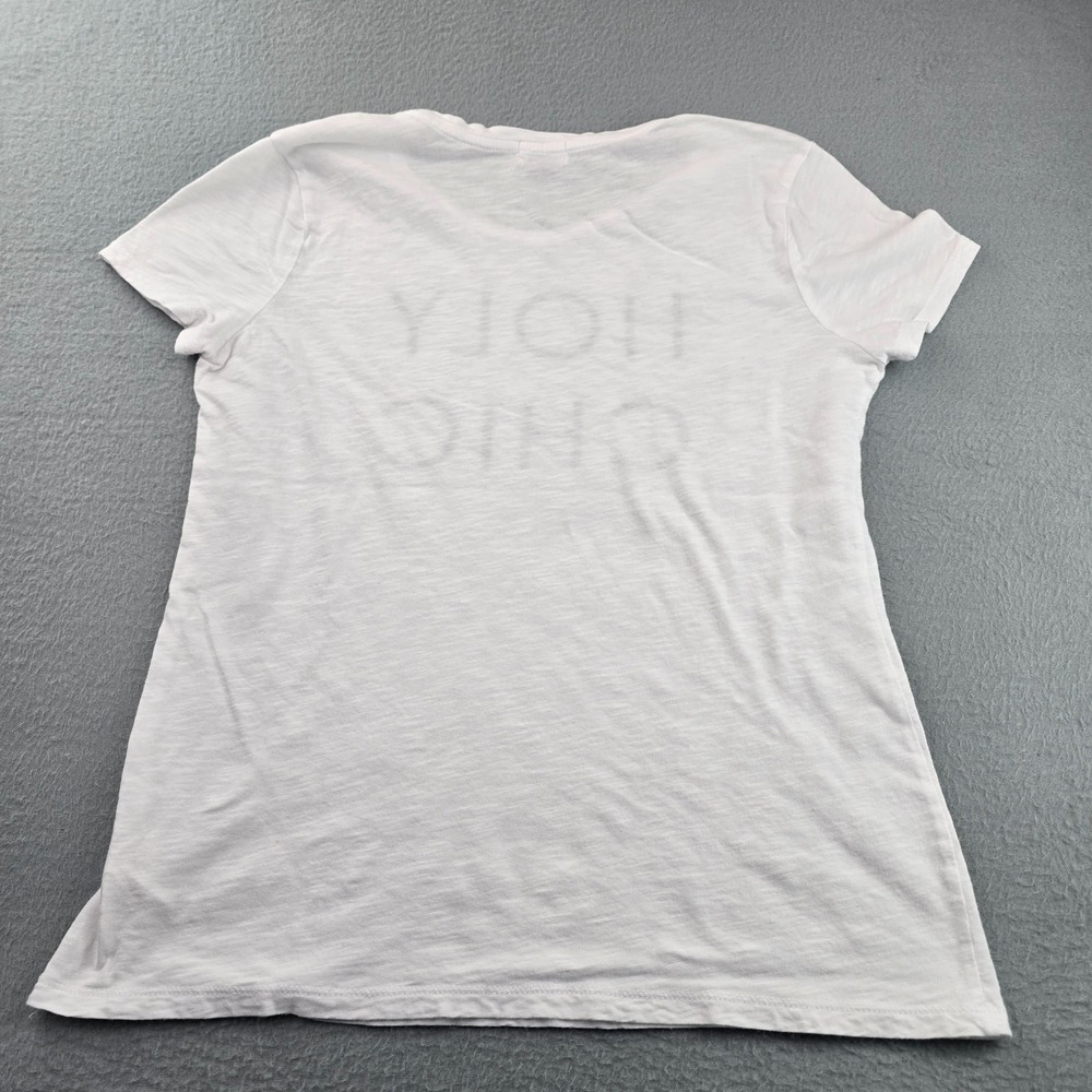 Old Navy T-Shirt Top Womens Medium White Holy Chic Print Everyday Wear Crew Neck - Picture 5 of 7